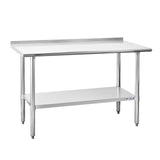 Hally Sinks & Tables H Stainless Steel Table for Prep & Work 24 x 60 Inches, NSF Commercial Heavy Duty Table with Undershelf and Backsplash for Restaurant, Home and Hotel HALLY SINKS & TABLES H