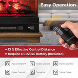 ORALNER 27” Electric Fireplace with Mantel, 3-Sided Glass View, Wooden Surround Firebox, Freestanding Fireplace Heater w/ 7 Flame Colors, Remote & 6H Timer, Overheat Protection, 1400W (Brown) ORALNER