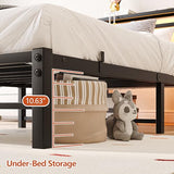 Maliacife Twin Bed Frame with Headboard,Single Bed Frame with Charging Station and LED Lights,Metal Platform Bed Twin Sizes,No Box Spring Needed,Easy Assembly,Black (Sand Black, Twin) Maliacife
