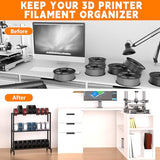 3D Printer Filament Storage Rack, Heavy Duty Metal Holder with 3/5-Tier Option Precision Engineered Connection, Adjustable Feet, Safety-Optimized Edge for Workshop, Studio, Home Office (Black 3-Tier) Pugala