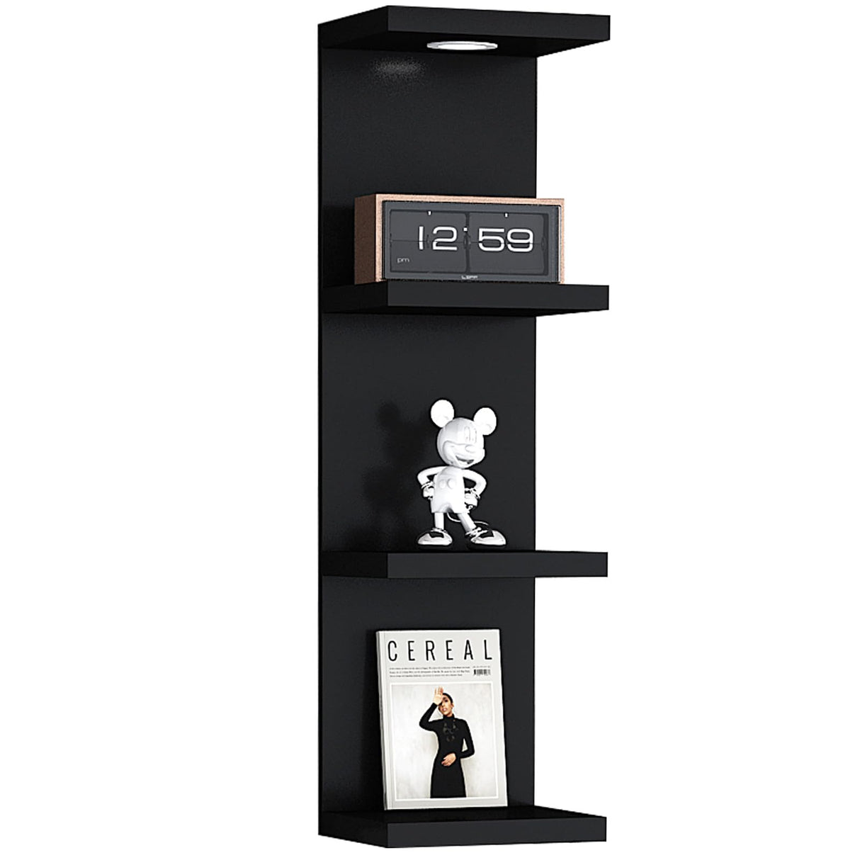 LitaEther Versatile 4 Tier Wall Shelf Unit,Black Lack Wall Shelf,Display Floating Shelf with LED Remote Control Light LitaEther