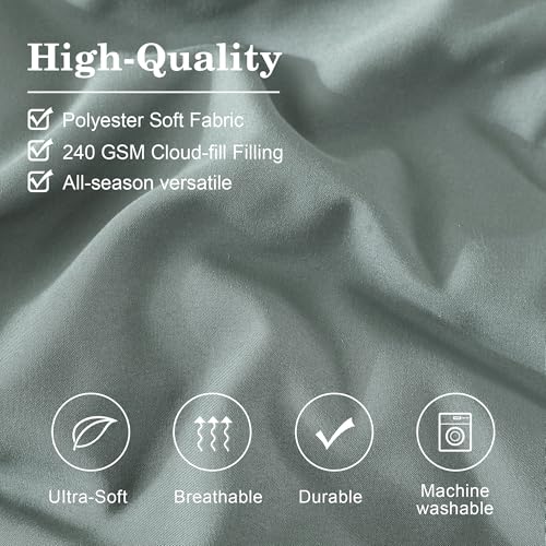 Monbix Queen Comforter Set - 7 Pieces Sage Green Bed in a Bag Queen Bedding Sets with Comforters, All Seasons Comforter Bed Set with Sheets,Pillowcases & Shams Monbix