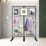 Room Divider Freestanding Gridwall, 2 Panel Folding Display Board Organizer with Base Feet, Privacy Screens Portable Freestanding Display Board Wire for Craft Shows Events Retail NEESEEYEE