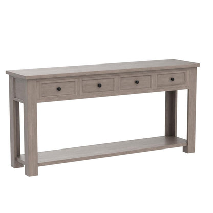 P PURLOVE Console Table for Entryway Hallway Sofa Table with Storage Drawers and Bottom Shelf (Gray Wash) - WoodArtSupply