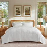 EVERGRACE Velvet Quilt Set King Size, Luxurious Soft Quilted Bedding Sets, Lightweight Velvet Comforter for All Season, Striped Channel Bedspread Coverlet with 2 Shams, Bright White EVERGRACE
