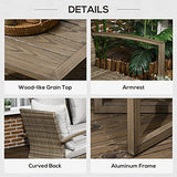 Outsunny 4 Piece Wicker Patio Furniture Set with 2 Rocking Chairs, Loveseat Sofa, Outdoor PE Rattan Conversation Set with Cushions, Aluminum Table for Porch, Poolside, Light Gray Outsunny