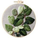 FONNUY Green Plants Embroidery Kit, Cross Stitch Kits for Beginners, Handmade Crafts with Printed Patterns for Beginner Adults, Easy to Follow Color Thread Needlework, 8'' Hoop (Luxuriant)