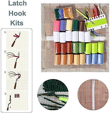 DL-YTG Latch Hook Kits Pillow Unicorn Crochet Yarn Cushion Colour Pre-Printed Canvas Rug Needlework DIY Pillowcase Hook and Latch Kit Home Arts Crafts Sofa Decoration 42x42cm/16X16inch DL-YTG