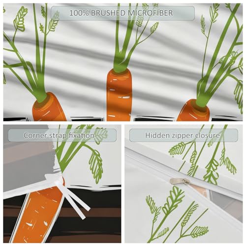 3-Piece Double-Sided Printed Duvet Cover Set Single – Soft Microfiber Bedding with Minimalist Carrot Modern Design with Zipper Closure,Includes 1 Duvet Cover + 2 Pillowcases Multicolor Generic