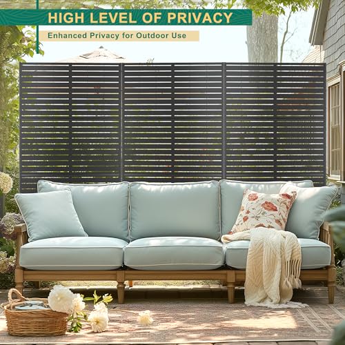 72" H×47" W Metal Outdoor Privacy Screen Outdoor Freestanding Screen Panels for Patio Lawn Deck, Decorative Privacy Fence(Consists of 3 Panels) TUYOHW