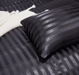 Arianaut Duvet Cover Full Size Black 5 Pieces Satin Full Duvet Cover Luxury Coquette Silk Like Striped Duvet Cover Black Bedding Set Comforter Cover with Zipper Closure 1 Duvet Cover 4 Pillow Cases Arianaut