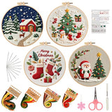 Christmas Embroidery Kits 4 Set DIY Needlepoint Kit for Adults Beginners Cross Stitch Kits for Craft Lover Christmas Gifts