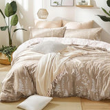 Love's cabin Light Taupe Twin Comforter Set - Twin XL Size Dorm Bedding, 2 Pieces Cute Floral Bedding Comforter Set, Soft Reversible Flowers Comforter, 1 Comforter & 1 Pillow Sham Love's cabin