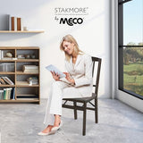 MECO Stakmore Mission Solid Foldable Wood Dining Chairs with Fabric Padded Cushioned Upholstered Seat for Indoor Use, Espresso (2 Pack) MECO