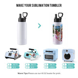 PYD Life 25 Pack Sublimation Water Bottle Sports Bulk 32 OZ White Stainless Steel Tumbler Cups with Straw and Portable Handle for Tumbler Heat Press Sublimation Oven Printing PYD Life