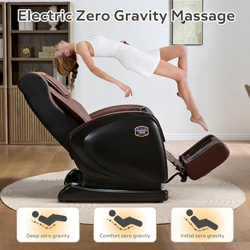 KEIKI 2026 Massage Chair Full Body, Zero Gravity Recliner, Upgraded Calf & Foot Rollers, Waist & Leg Heating, Bluetooth Speaker and Remote Control, Brown KEIKI