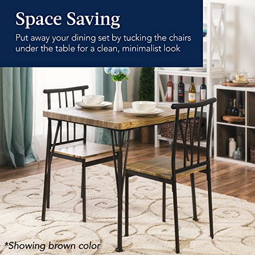 Best Choice Products 3-Piece Dining Set Modern Dining Table Set, Metal and Wood Square Dining Table for Kitchen, Dining Room, Dinette, Breakfast Nook w/ 2 Chairs - Gray Best Choice Products