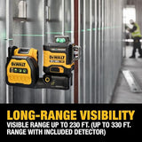 DEWALT 12V/20V MAX XR Line Laser, High Precision 3 X 360, Green, Battery and Charger Included (DCLE34033D1) DEWALT
