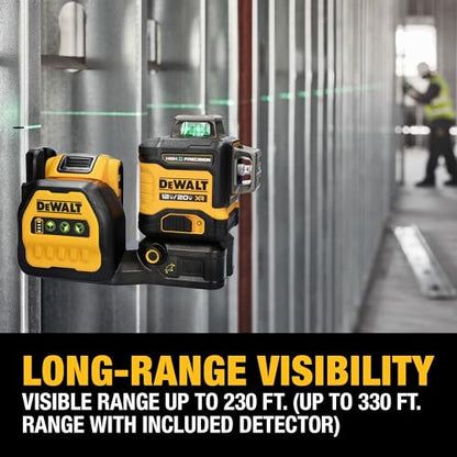 DEWALT 12V/20V MAX XR Line Laser, High Precision 3 X 360, Green, Battery and Charger Included (DCLE34033D1) - WoodArtSupply