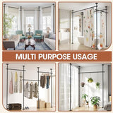 SUNALLY Room Divider Curtain Rod, No Drilling Wall Divider for Room Separation, 4-10ft(H) 28-171inch(W) Adjustable Heavy Duty Partition Space Separator Freestanding Tension Curtain Stand, Black SUNALLY