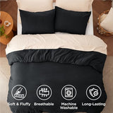 Bedsure Queen Comforter Set, Black Soft Prewashed Bedding for All Seasons, 3 Pieces GentleSoft™ Bed Set, 1 Lightweight Comforter (90"x90") and 2 Pillowcases (20"x26") Bedsure