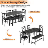VINGLI 55in Modern Dining Table Set for 6, Rectangular Kitchen Dining Table, Bench, 6 Piece Wooden Dinner Table Set with Upholstered Chairs for Kitchen, Dining Room, Apartment - Dark Grey VINGLI
