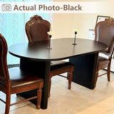 GarveeHome 70.8 Inch Oval Dining Table for 6-8 People, Long Large Kitchen Table with Thick Sturdy Wooden Base, Farmhouse Dining Room Table for Kitchen, Living Room, Office (Black) GarveeHome