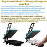 Heat Press Machine for T-Shirts: 2025 Upgraded 16x24 Auto Open Heat Press Slide-Out,Heated Surface with Teflon Non-Stick Coating,110V, 2000W, for DTF on Tshirts, Bags, Cushion(Not for Sublimation) WUMSTOT