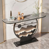 Modern Console Tables for Entryway with Metal Base/LED Light Entryway Table, Console Table Half Moon Hallway Table for Living Room, Hallway, Foyer, Entrance(Black C,120x30x80cm) Diodceraic