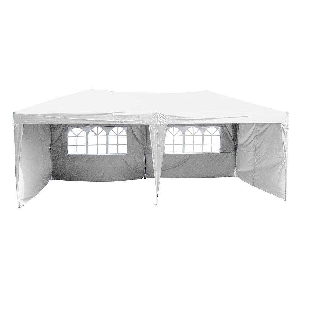 Polar Aurora 10' X 20' Easy Pop up Canopy Party Tent Outdoor Patio Wedding Party Tent Folding Waterproof w/ 4 Removable Sidewalls and Portable Bag - White Polar Aurora