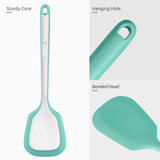 600ºF Heat Resistant Silicone Turners: U-Taste 13.6in Long Solid & Slotted Kitchen Spatula Flipper, Wide and Large Flexible Cooking Utensil for Flipping Egg, Pancake, Cookie (Aqua Sky, 2PCS) U-Taste