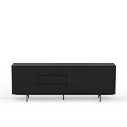 Glenwillow Home Atlas 78" x 28" Highboy Modern TV Stand Cabinet and Sideboard - Black Frame, Black Door/Drawers, Black Base - WoodArtSupply