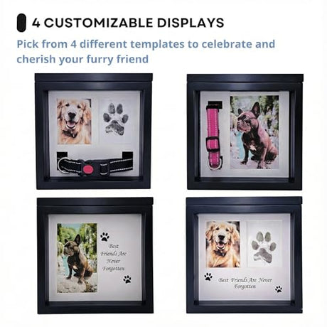 OtterPets Dog Urn for Ashes, 4 Customizable Displays with Paw Print Ink Kit and Flannel Bag, Pet Urns for Dogs Ashes, Pet Cremation Box, Cat Urn for Ashes, Dog Ashes Keepsake (Black) OtterPets