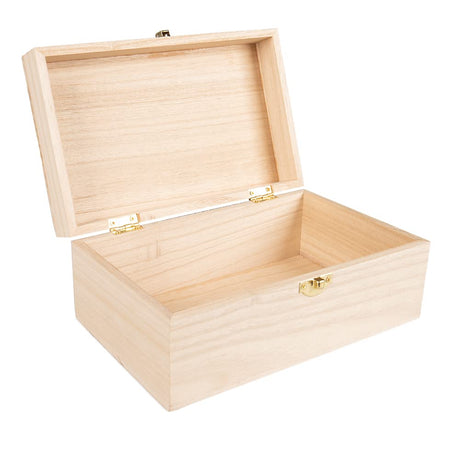 Craft County Unfinished Wooden Keeper Box with Hinges and Latch – Storage for Collectibles and Supplies Craft County