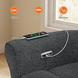 MCombo Compact Wall Hugger Power Recliner Chair for Small Spaces, Dual USB-A/C Ports, Rolled Arm Recliner for Living Room & RV, Fabric PR520 (Fabric, Dark Grey, Small)