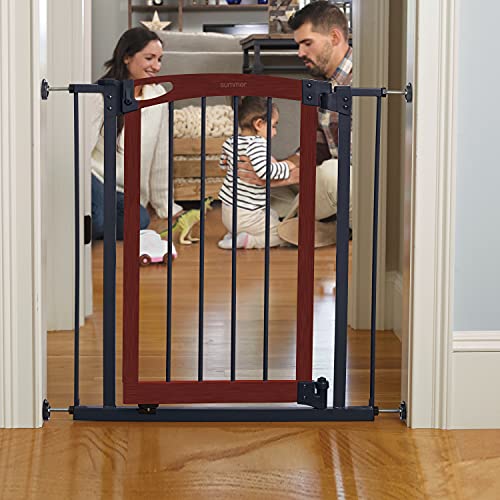 Summer Infant Essex Craft Safety Baby Gate,Solid Wood Cherry Stain Arched Doorway,Charcoal Gray Metal Frame-30” Tall, Fits Openings up to 28” to 42” Wide, Baby and Pet Gate for Doorways and Stairways Summer Infant