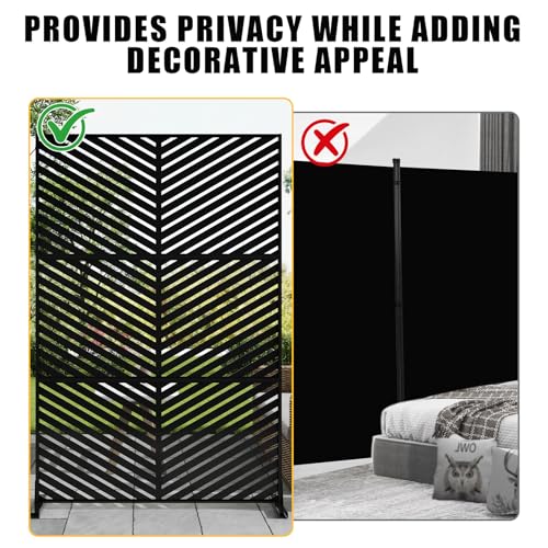 72" h × 47" w Outdoor Privacy Screen, Laser Cut Metal Garden Divider Panel with Tropical Leaf Design, Freestanding Weatherproof Privacy Fence for Patio Deck Backyard Balcony PeakPursuit