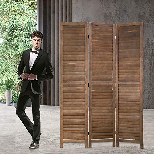 Room Dividers and Folding Privacy Screens, 3 Panel 69 Inch Tall Portable Room Seperating Divider, Handwork Solid Wood Room Divider Wall, Room Partitions and Dividers Freestanding for Home Office Dkeli