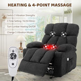 Massage Rocking Recliner Chair, Ergonomic Recliners Sofa with Vibration Massage & Heat, Rocking Chair Nursery Chair for Living Room Lounge with 4 Pockets, 2 Cup Holders, Black