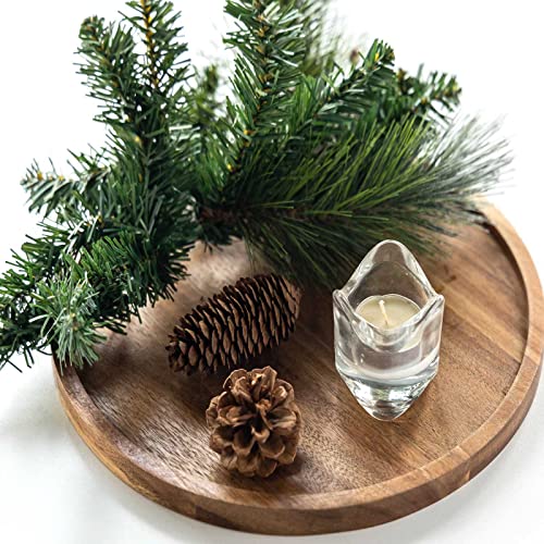 11.5 Inches Candle Holder Tray Home Decor, Round Wood Tray for Coffee Table, Small Wooden Serving Tray, Decorative Trays for Home Decor GENRICE