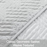NTBAY Twin Silk Satin Quilt Set, Geometric Pattern Bedspread Luxury Quilted Coverlet Set for All Seasons(1 Quilt, 1 Pillow Sham), Silver NTBAY