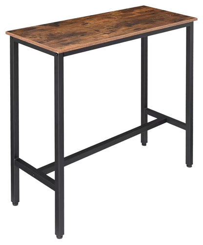 RokiaTek 39" Rustic Brown Bar Table - Versatile Narrow Pub Height Dining Table with Sturdy Metal Frame - WoodArtSupply