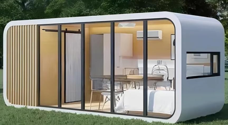 Generic Prefab Modern Tiny House 20ft and 40ft Modular Cabin House, Tiny Home, B&B, Office, Kiosk, Pool House, bar, Outdoor Living (20X8X8 FT (Shell)), white, modpod2030 - WoodArtSupply