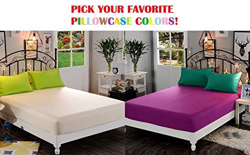 Elegant Comfort 1500 Premium Hotel Quality 1-Piece Fitted Sheet, fade Resistant, Full, White Elegant Comfort