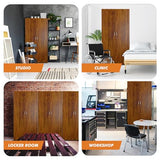 METALTIGER Metal Wardrobe Cabinet - Metal Storage Locker with Locking Doors | Armoire Wardrobe Closet with Doors (Natural Wood Imitation) METALTIGER