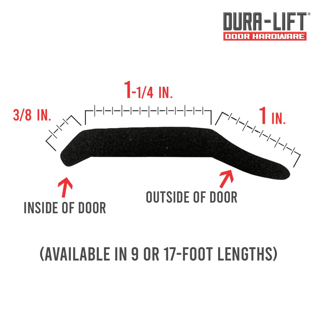 DURA-LIFT Garage Door Foam Bottom Weather Seal for 16' Wide Doors DURA-LIFT