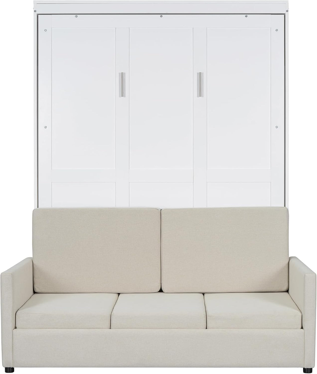 Virubi Full Murphy Bed with Couch,Wood Folding Murphy Wall Bed Cabinet with Sofa (White,Full) Virubi