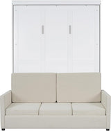 Virubi Full Murphy Bed with Couch,Wood Folding Murphy Wall Bed Cabinet with Sofa (White,Full) Virubi