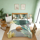 Erosebridal 7 Piece Boho Mid Century Bedding Sets Full Modern Abstract Geometric Comforter Set for Women Men,Retro Minimalist Aesthetic Bed in a Bag Line Art Sheet Set with Comforter,Green Erosebridal