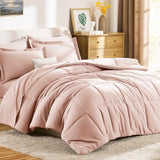 CozyLux Full Size Comforter Sets Blush Pink - 7 Pieces Bed in a Bag Full, Oeko-Tex Certified Bed Set, All Season Soft Bedding Set with Down Alternative Comforter, Sheets, Pillowcases & Pillow Shams CozyLux